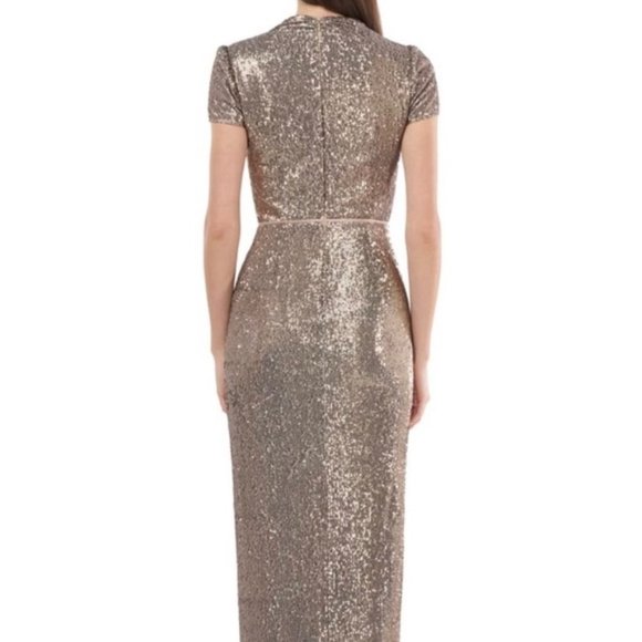 JS Collections Sequin Cowl Neck Column Gown - Picture 2 of 8